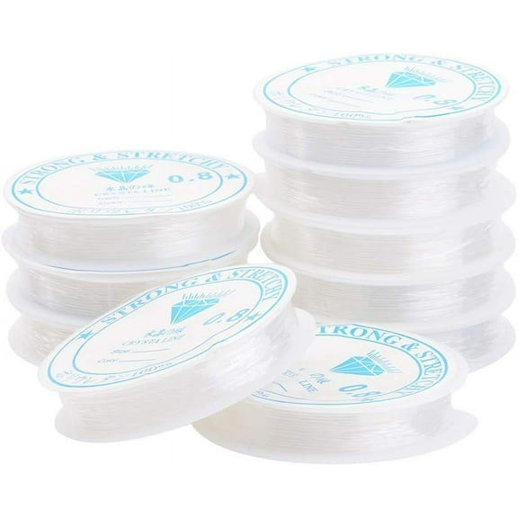 10Roll Clear Elastic Crystal Thread Stretchy String Bead Cord for Beaded Jewelry Making 0.8mm 8.2 yards(7.5m)/roll