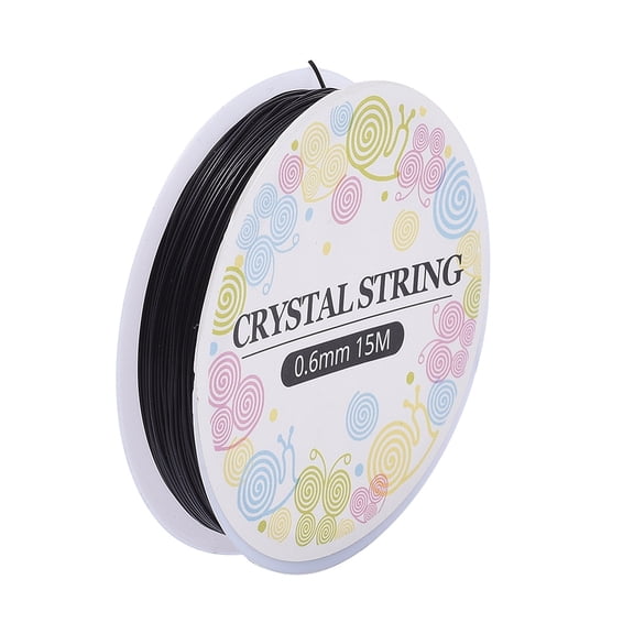 10Roll Elastic Crystal Thread Stretchy String Bead Cord for Beaded Jewelry Making Black 0.6mm 16.4 yards(15m)/roll