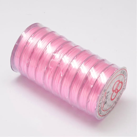 10Roll Flat Elastic Crystal String Elastic Beading Thread for Stretch Bracelet Making Pearl Pink 0.8mm 10.93 yards(10m)/roll