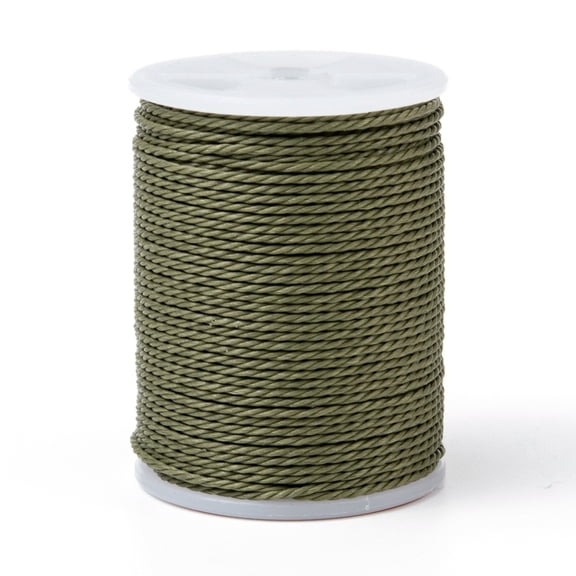10Roll Round Waxed Polyester Cord Taiwan Waxed Cord Twisted Cord Olive 1mm 12.02 yards(11m)/roll