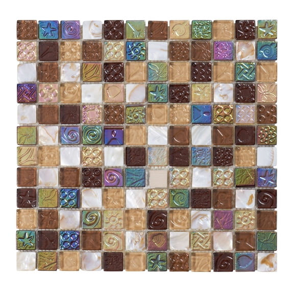 10SF Brown Mother Of Pearl Sell Iridescent Glass Mosaic Tile Kitchen Backsplash