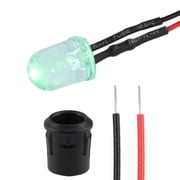 10Set DC 12V 10mm Pre Wired LED with Holder, Emerald Green Light Round Top Clear Lens, 14mm Panel Mount