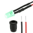 thumbnail image 1 of 10Set DC 12V 5mm Pre Wired LED with Holder, Emerald Green Light Round Top Clear Lens, 8mm  Panel Mount, 1 of 5