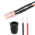 thumbnail image 1 of 10Set DC 12V 5mm Pre Wired LED with Holder, Orange Light Round Top Clear Lens, 8mm  Panel Mount, 1 of 5