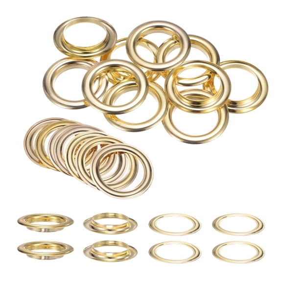 10Set Grommets Eyelets with Washers 40mm Copper Metal Eyelets Kit for Curtain Tarps Leather Bag DIY, Gold