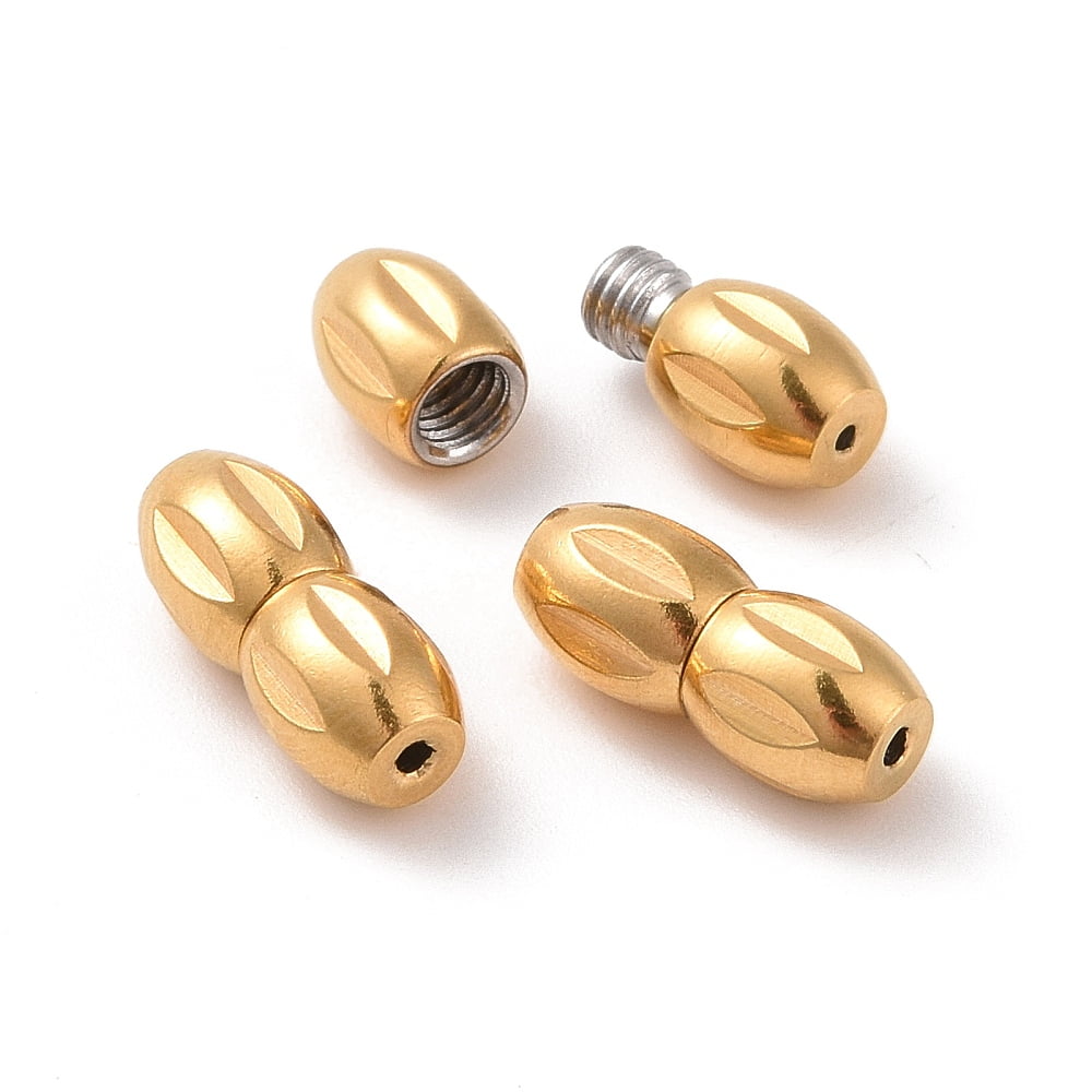 10Set Ion Plating(IP) 304 Stainless Steel Screw Clasps Oval Golden ...