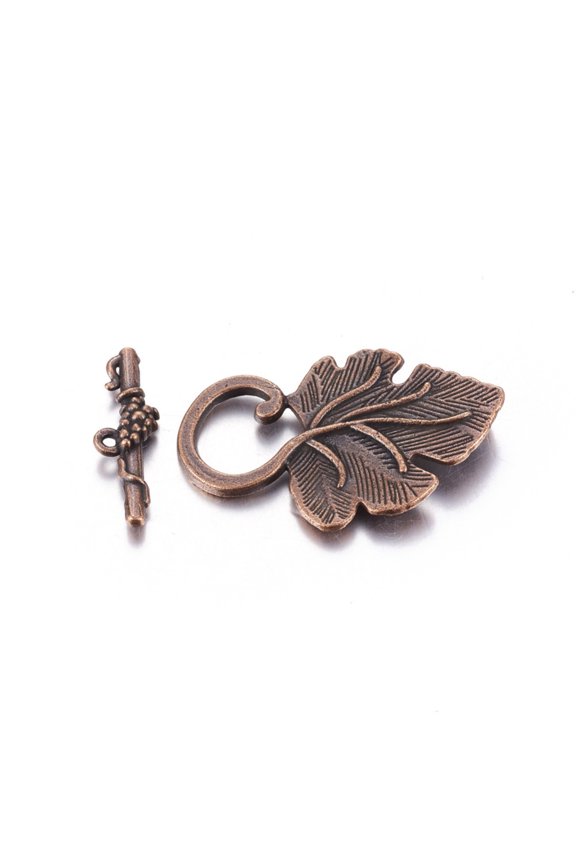10Set Leaf Alloy Toggle Clasps Leaf Necklace Clasps and Closures Red Copper Toggle Clasps Connectors for Bracelet Jewelry Making Accessories