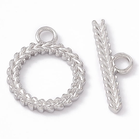 10Set Non-304 Stainless Steel Toggle Clasps Ring Stainless Steel Color Ring: 18x15x1.5mm Hole: 2.5mm 9.5mm inner diameter Bar: 6x20x1.5mm hole: 2.5mm