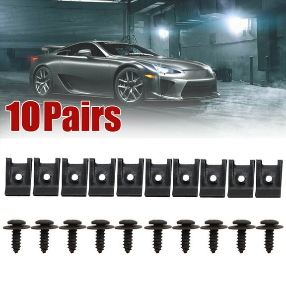 10Set Spring Metal U-type Clip With Screw Car Bumper Fender Trim Panel Fasteners