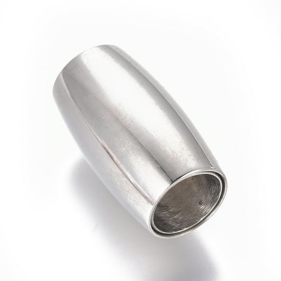 10Set Tarnish Resistant 304 Stainless Steel Magnetic Clasps with Glue-in Ends Oval Stainless Steel Color 21x12mm Hole: 8mm