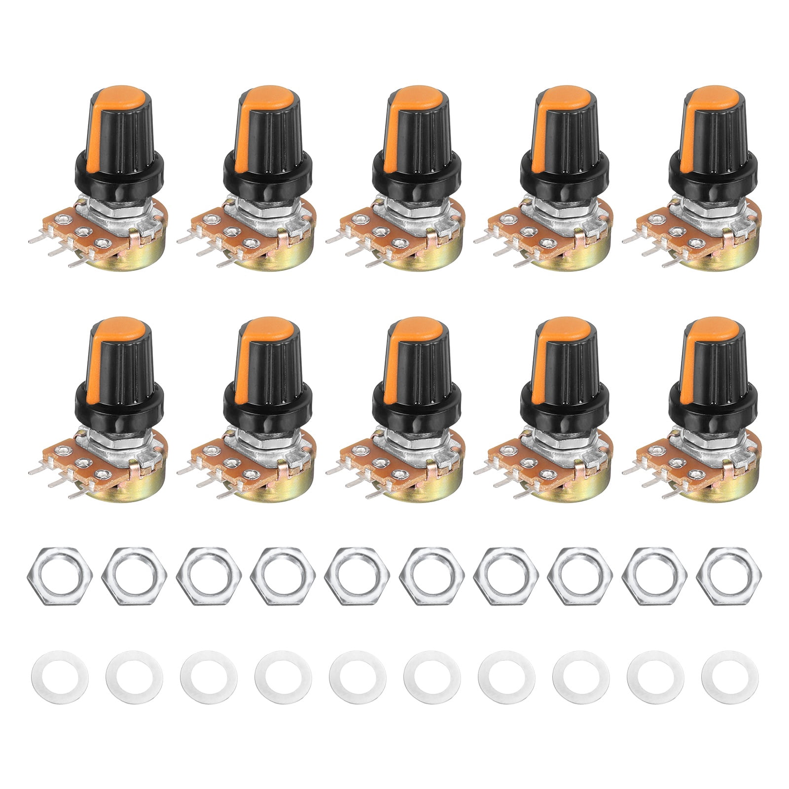 10Set WH148 B10K Ohm Potentiometer Kit, 3Pins Variable Resistors Single ...