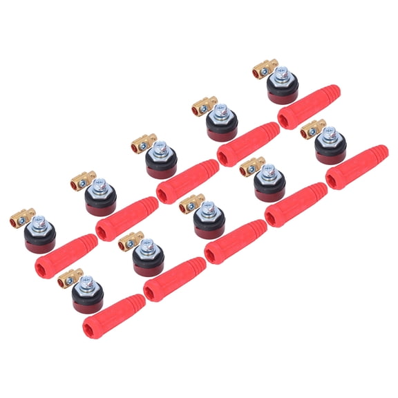 10Set Welding Cable Panel Connector Rubber Brass Quick Joint Plug Socket Dual Connection Adapter Set 0.35 inches / 9mm