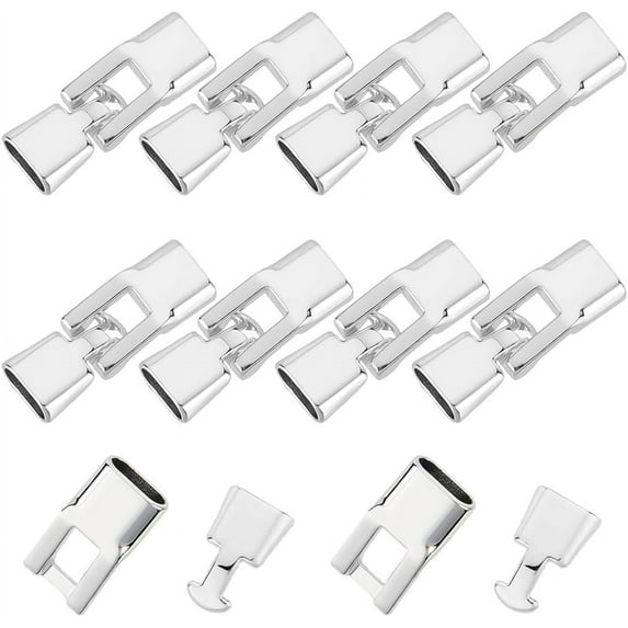 10Sets Silver Flat Buckle Clasps Alloy Snap Lock Clasps Leather Cord Clasps Flat Cord Ends Clasps Leather Cord End Cap Connector