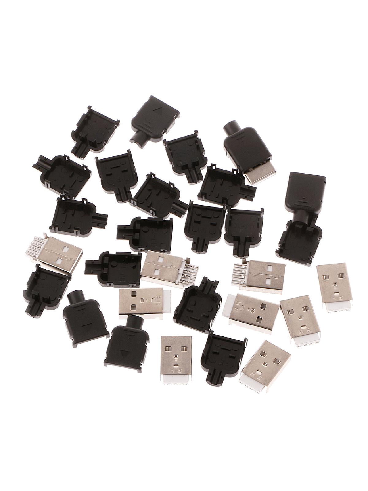 Usb Socket Kit 10Sets Type A USB 4 Pin Male Socket Kit Connector Plug Termination ...