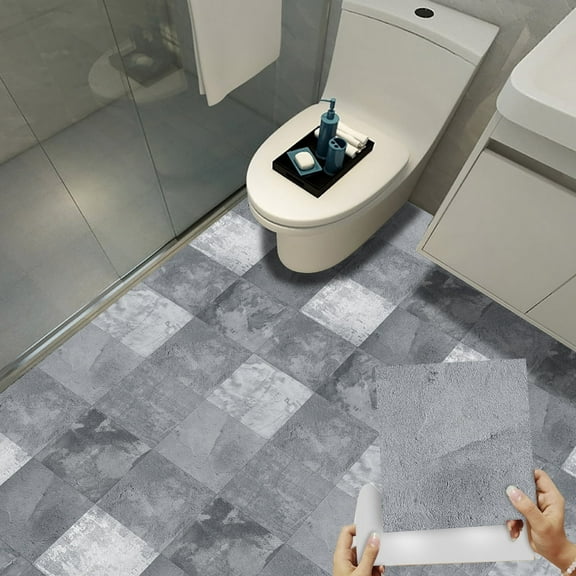 10Sheet Non-Slip Floor Stickers Matte Film Waterproof Peel and Stick Vinyl Gray Tile Wall Sticker Flooring Cover Tiles Decals 7.87"x7.87"