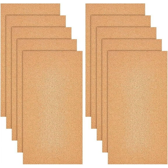 10Sheets Cork Sheets 12x6.1 Inch Thin Roll 1mm Thick Brown Board Rectangle Tiles Cork Mats for Coaster Placemat Kitchen Dining Hall