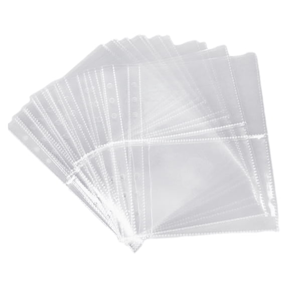 10Sheets Double-Sided Page Pocket Sleeves Sheet Protector Photo Post Cards Packet Photo Pocket Rings Binders Album