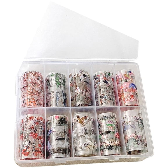 10Sheets Nails Foils Nails Art Foil Transfer Sticker,Flower Nails Art Foil Decals Diys Manicure Decorations Kits Women by LUVNIMB