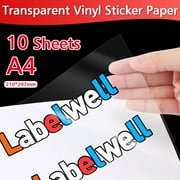 10Sheets Transparent Printable Vinyl Sticker Paper A4 Waterproof Self-Adhesive Copy Paper to DIY Stickers For All Inkjet Printer 10-Transaprent