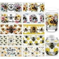 thumbnail image 1 of 10Sheets UV DTF Cup Wrap 10 Styles Sunflower Bee Honeycomb Rub on Transfers Waterproof PVC Paper Rub on Decals for DIY 16OZ Glass Cups Furniture Wood 9.5x4.3inch, 1 of 6