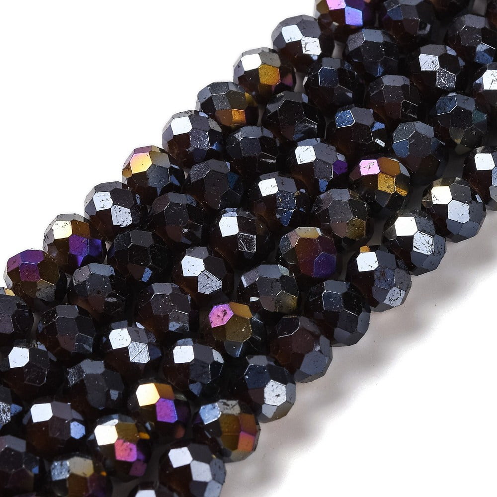 10Strand Baking Electroplate Glass Beads Strands AB Color Faceted Round Black 10x8mm Hole: 1mm about 63~65pcs/strand 18.90''(48~50cm)
