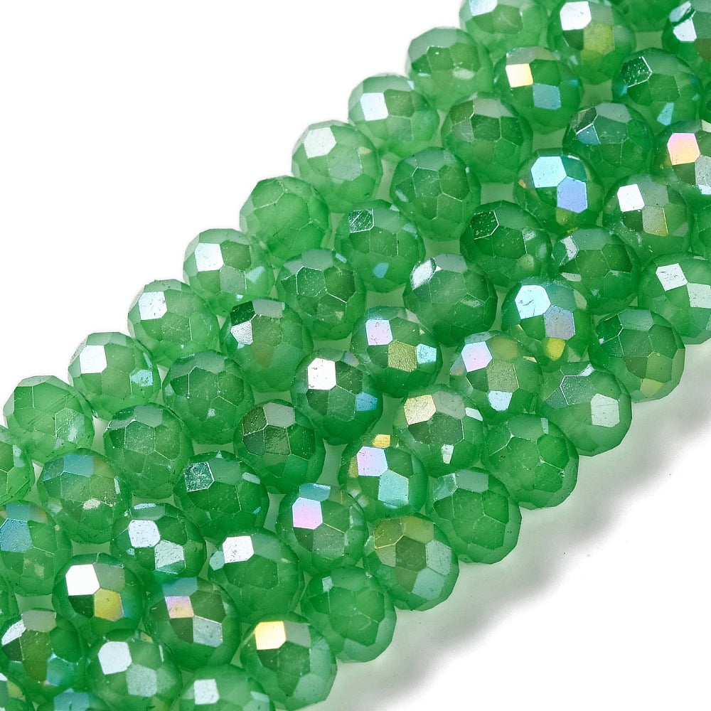 10Strand Baking Electroplate Glass Beads Strands AB Color Faceted Round Medium Sea Green 10x8mm Hole: 1mm about 63~65pcs/strand 18.90''(48~50cm)