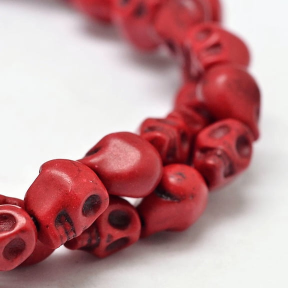 10Strand Dyed Synthetic Turquoise Bead Strands Skull Red 10x8x10mm Hole: 1mm about 38~40pcs/strand 15~15.5 inch
