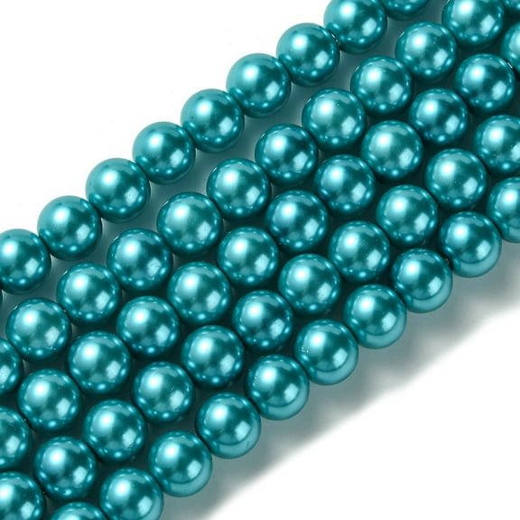 10Strand Eco-Friendly Dyed Glass Pearl Round Bead Strands Cotton Cord Threaded Deep Sky Blue 8mm Hole: 0.7~1.1mm Mixed Color DIY