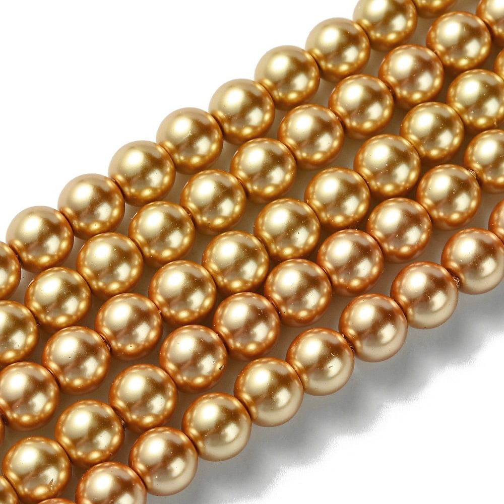 10Strand Eco-Friendly Glass Pearl Beads Strands Grade A Round Dyed Cotton Cord Threaded Peru 8mm Hole: 1.2~1.5mm about 52pcs/strand
