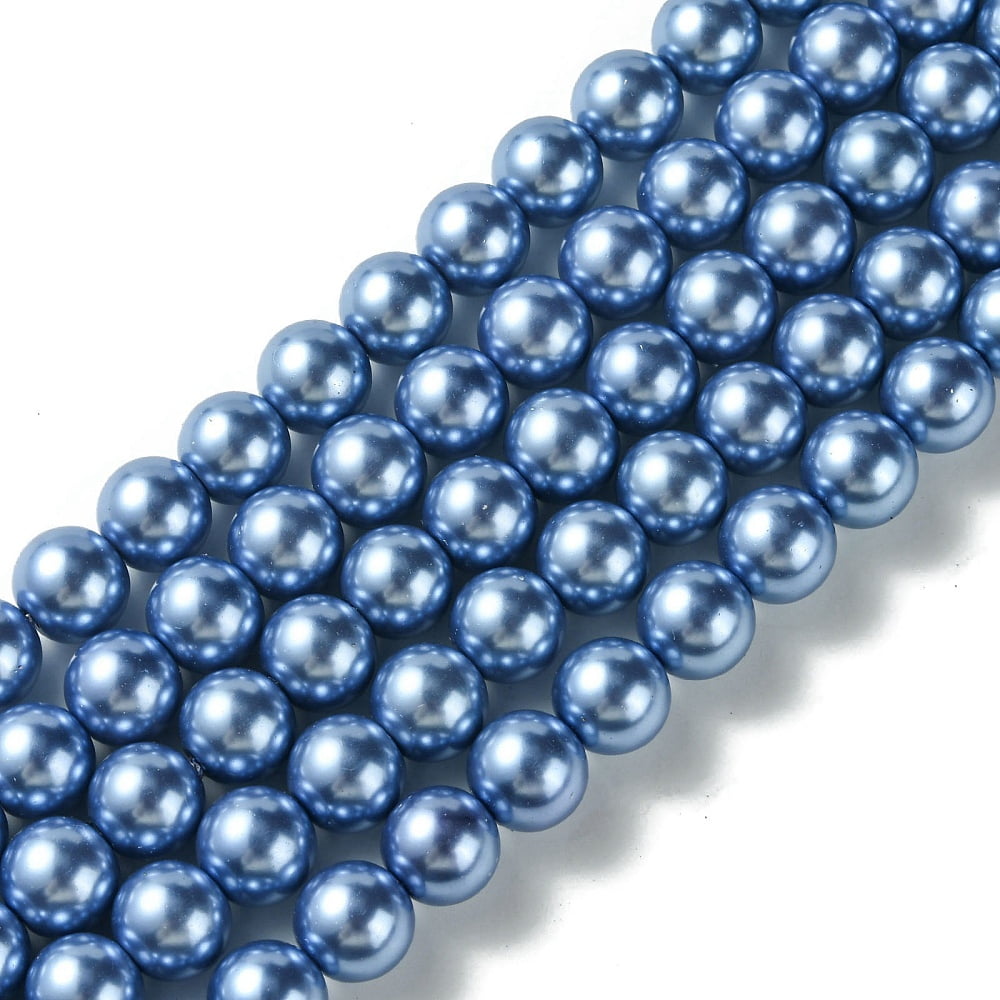 10Strand Eco-Friendly Glass Pearl Beads Strands Grade A Round Dyed Cotton Cord Threaded Cornflower Blue 12mm Hole: 1.2~1.5mm about 34pcs/strand 15.7 inch
