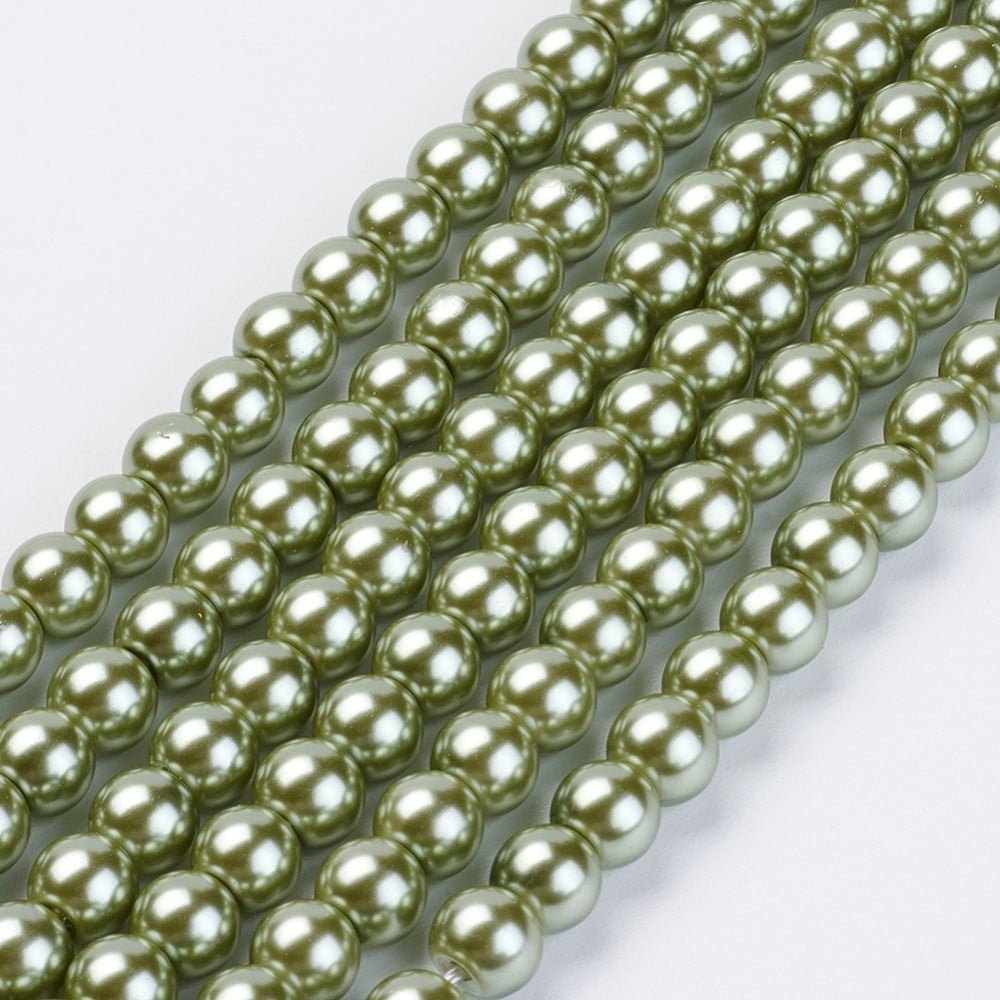 10Strand Eco-Friendly Glass Pearl Beads Strands Grade A Round Dyed Cotton Cord Threaded Dark Sea Green 10mm Hole: 1.2~1.5mm about 42pcs/strand 15.7 inch