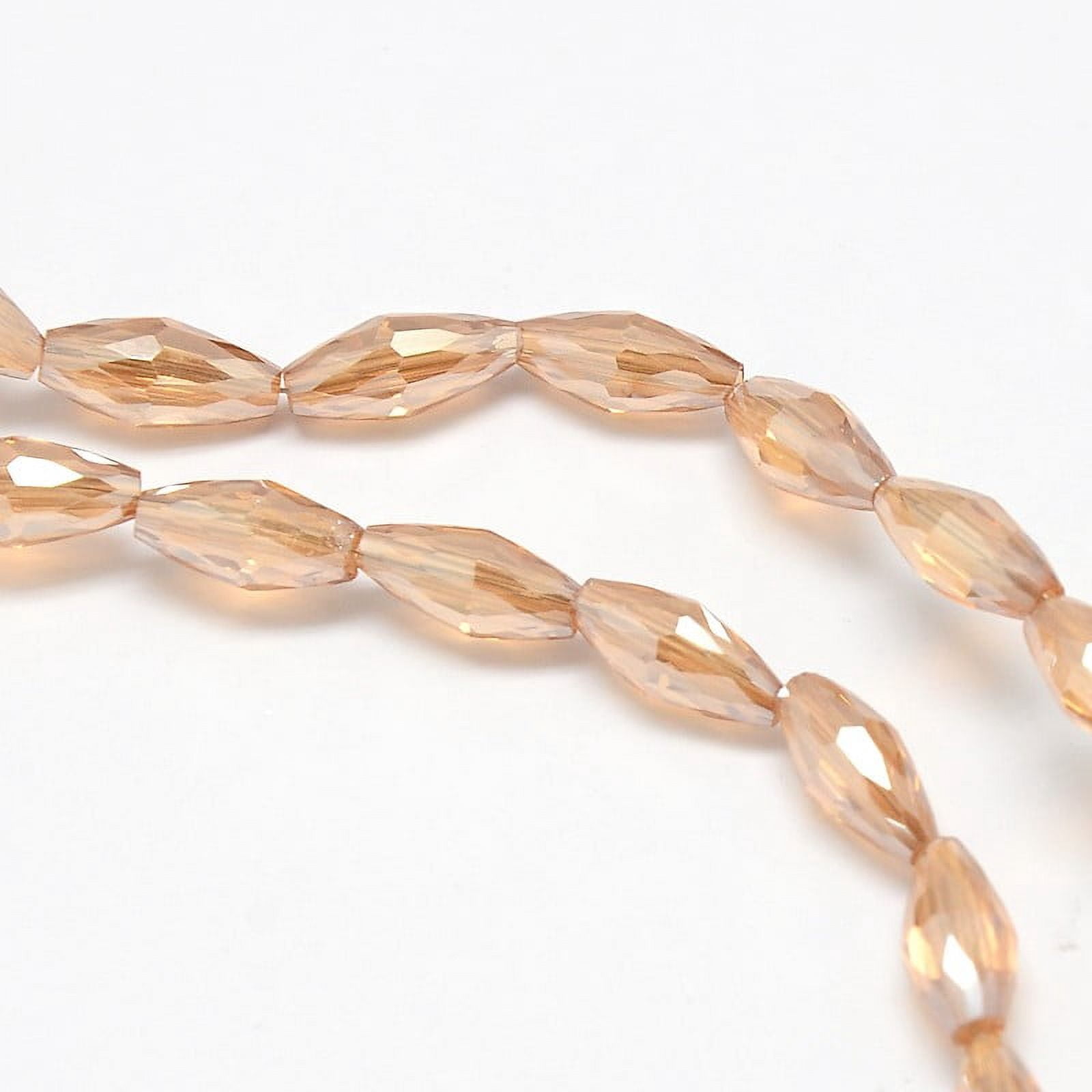 10Strand Electroplate Crystal Glass Rice Beads Strands Faceted Rainbow Color Plated Light Salmon 4x9mm Hole: 1mm about 58pcs/strand 20.4 inch