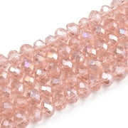 10Strand Electroplate Glass Beads Strands AB Color Plated Faceted Rondelle Misty Rose 6x5mm Hole: 1mm 85~88pcs/strand 16.1~16.5 inch(41~42cm)