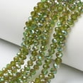 thumbnail image 1 of 10Strand Electroplate Glass Beads Strands Half Plated Rainbow Plated Faceted Rondelle Yellow Green 6x5mm Hole: 1mm about 85~88pcs/strand 16.1~16.5 inch(41~42cm), 1 of 2