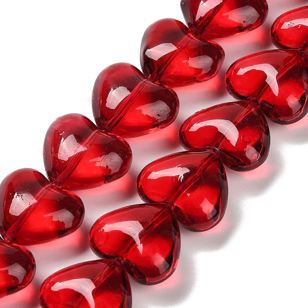 10Strand Electroplate Glass Beads Strands Heart Red 12.2x15x8mm Hole: 1mm about 50pcs/strand 23.62''(60cm)