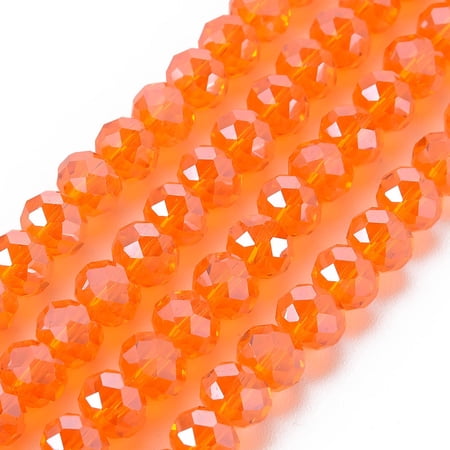 10Strand Electroplate Glass Beads Strands Pearl Luster Plated Faceted Rondelle Coral 8x6mm Hole: 1mm 63~65pcs/strand 39~40cm