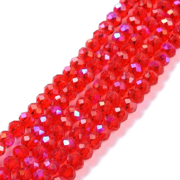 10Strand Electroplate Glass Plated Faceted Rondelle FireBrick Beads Strands Half Rainbow 6x5mm Hole: 1mm 83~85pcs/strand 38~39cm