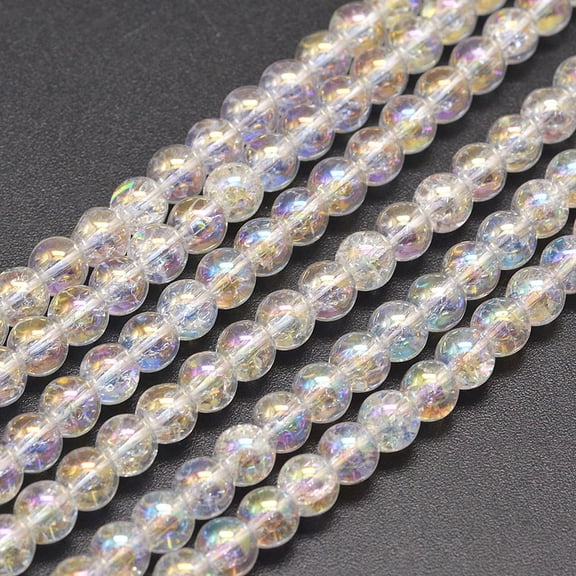 10Strand Electroplate Synthetic Crackle Quartz Bead Strands Round AB Color Plated Clear AB 6mm Hole: 1mm 66pcs/strand 15.7 inch
