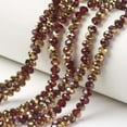 thumbnail image 1 of 10Strand Electroplate Transparent Glass Beads Strands Half Golden Plated Faceted Rondelle Dark Red, 1 of 2