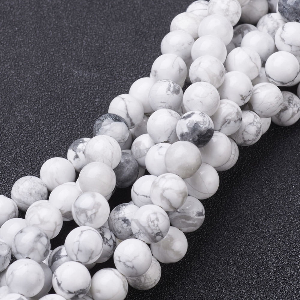 10Strand Gemstone Beads Strands Natural Howlite Round Beads White 6mm Hole: 0.8mm about 60~61pcs/strand 15~16 inch
