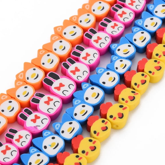 10Strand Handmade Polymer Clay Bead Strands Mixed Animal Shapes Mixed Color 8~12x7~11x4~4.5mm Hole: 1.6mm 40pcs/strand 13.78 inch~14.37 inch(35~36.5cm)