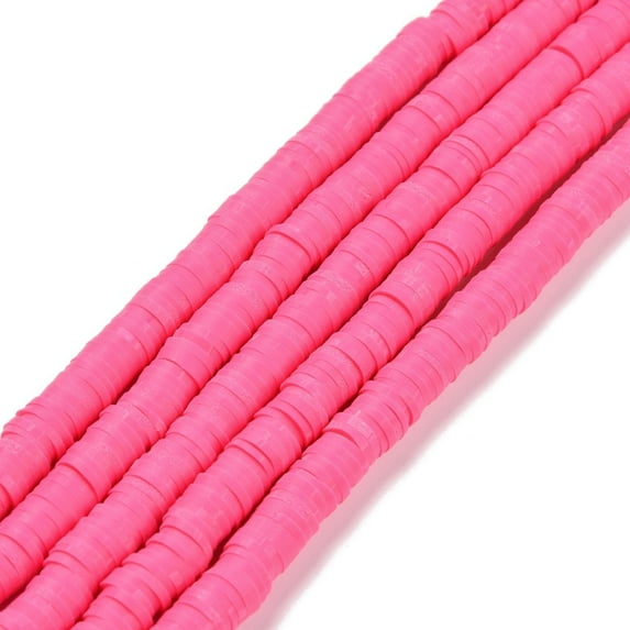 10Strand Handmade Polymer Clay Beads Strands for DIY Jewelry Crafts Supplies Heishi Beads Disc/Flat Round Deep Pink 6x0.5~1mm Hole: 1.8mm 290~320pcs/strand 15.75 inch~16.14 inch(40~41cm)