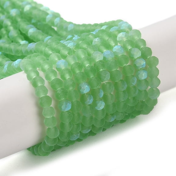 10Strand Imitation Jade Glass Beads Strands Half AB Color Plated Medium Sea Green 3.5~3.8x3mm Hole: 1mm about 105~110pcs/strand 29~31cm
