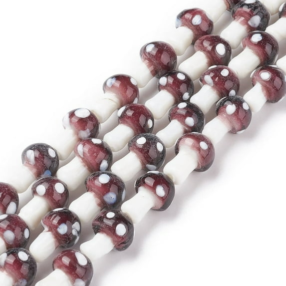 10Strand Mushroom Handmade Lampwork Beads Strands Rosy Brown 16x12mm Hole: 2mm 20pcs/strand 13.7 inch