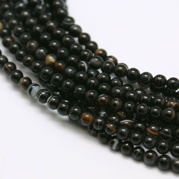 10Strand Natural Black Agate Bead Strands Round Dyed & Heated 3mm Hole: 0.8mm about 126pcs/strand 16 inch