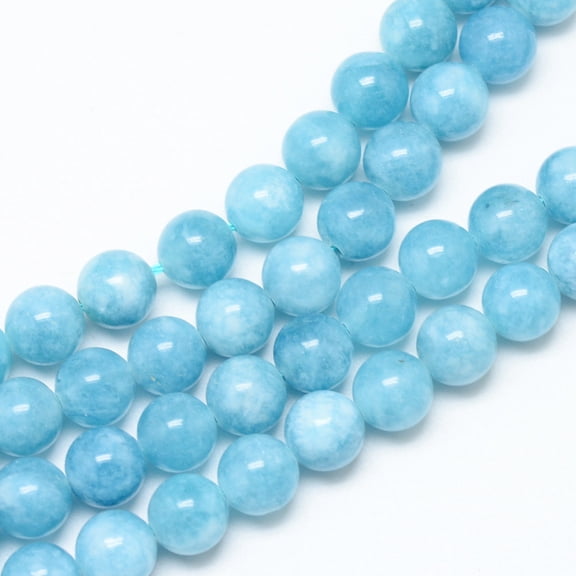 10Strand Natural Blue Quartz Beads Strands Imitation Amazonite Color Round Dyed 6mm Hole: 1mm 61~66pcs/strand 14.76~15.16 inch