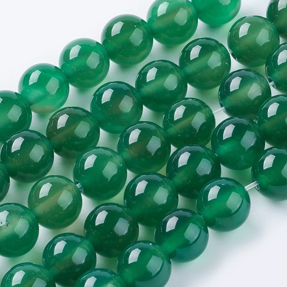 10Strand Natural Green Onyx Agate Beads Strands Dyed & Heated Round Green 10mm Hole: 1mm 38pcs/strand 15.75 inch