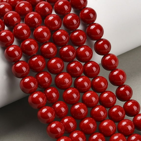 10Strand Natural Mashan Jade Round Beads Strands Dyed Red 8mm Hole: 1mm about 48pcs/strand 15 inch