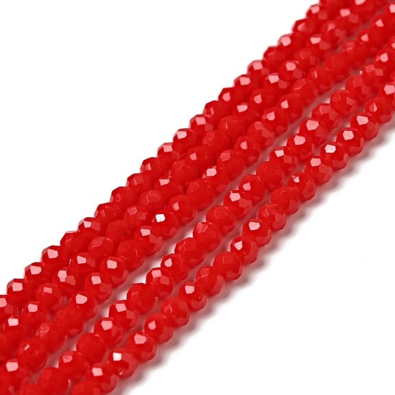 10Strand Opaque Solid Color Crystal Glass Rondelle Beads Strands Faceted Red 3.5x2.5~3mm Hole: 1mm 138pcs/strand 12.9 inch