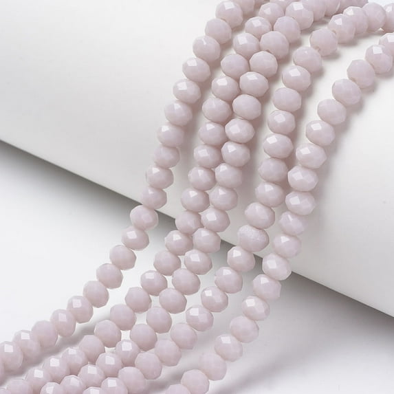 10Strand Opaque Solid Color Glass Beads Strands Faceted Rondelle 3x2mm Hole: 0.8mm Creamy White